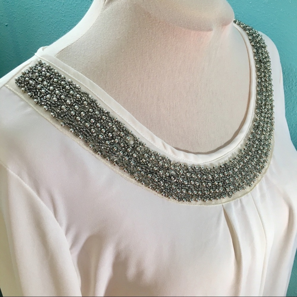Maurices cream blouse with beaded neck